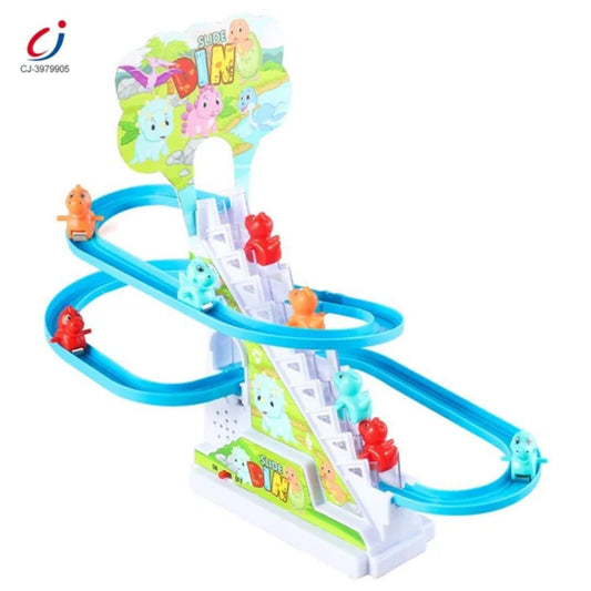 Electric Dinosaur Slide Race Climbing Toy Blue for Kids 3-5