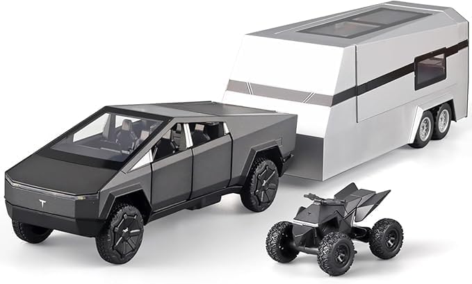 Diecast Tesla Pickup Truck Model With Trailer