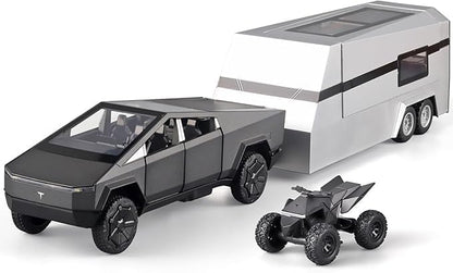Diecast Tesla Pickup Truck Model With Trailer