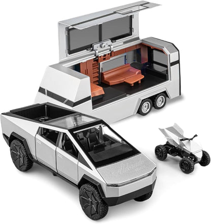 Diecast Tesla Pickup Truck Model With Trailer