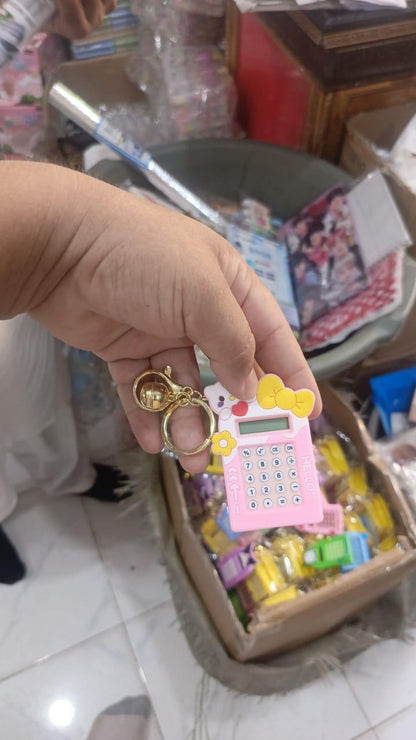 Pink Hello Kitty Calculator Keychain Portable Student Gift