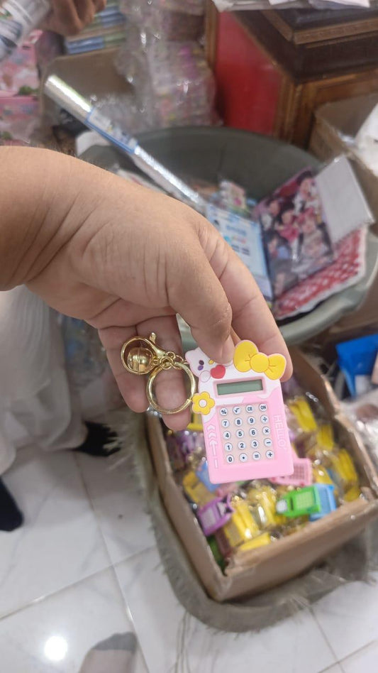 Pink Hello Kitty Calculator Keychain Portable Student Gift