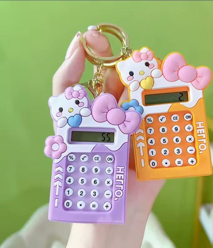 Pink Hello Kitty Calculator Keychain Portable Student Gift