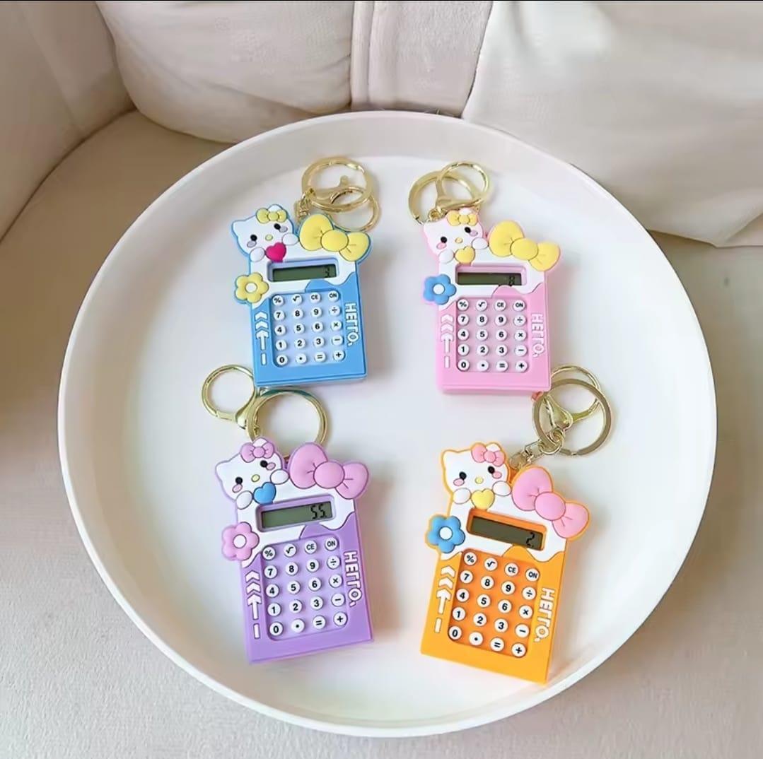 Pink Hello Kitty Calculator Keychain Portable Student Gift