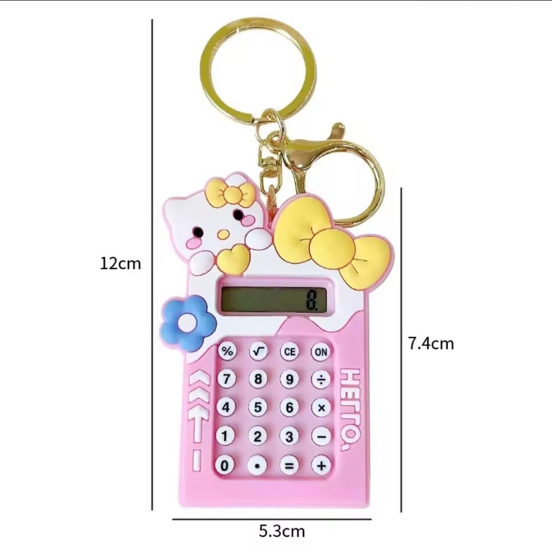 Pink Hello Kitty Calculator Keychain Portable Student Gift
