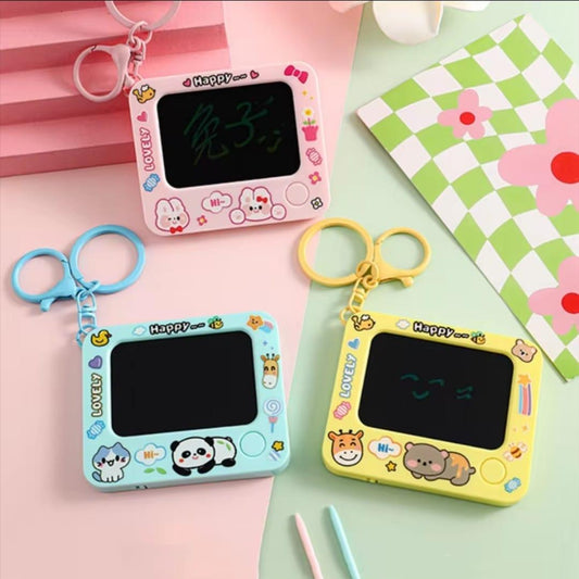 Portable Art Keychain Pink Blue Yellow 10x8x1cm ABS Plastic