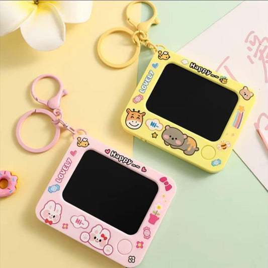 Portable Art Keychain Pink Blue Yellow 10x8x1cm ABS Plastic