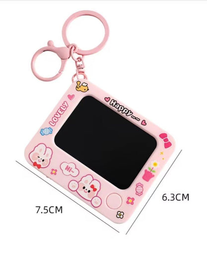 Portable Art Keychain Pink Blue Yellow 10x8x1cm ABS Plastic