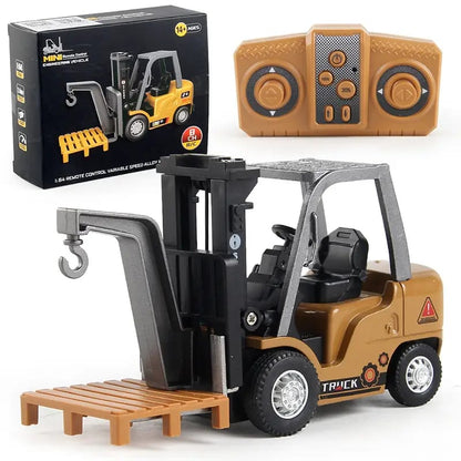 Cross-Border Children's Remote Control Alloy Car with Variable Speed, Realistic Simulation of Liftable Forklift Engineering Vehicle, Remote Control Cargo Truck Model