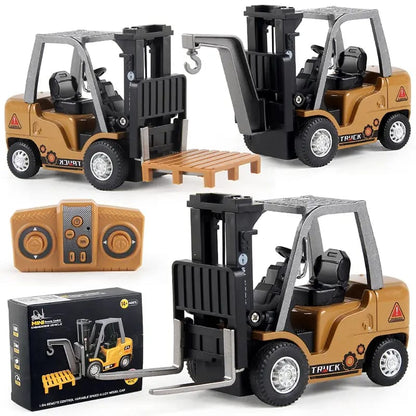 Cross-Border Children's Remote Control Alloy Car with Variable Speed, Realistic Simulation of Liftable Forklift Engineering Vehicle, Remote Control Cargo Truck Model