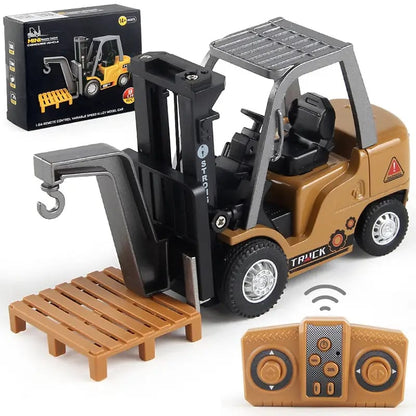 Cross-Border Children's Remote Control Alloy Car with Variable Speed, Realistic Simulation of Liftable Forklift Engineering Vehicle, Remote Control Cargo Truck Model