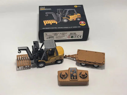 Cross-Border Children's Remote Control Alloy Car with Variable Speed, Realistic Simulation of Liftable Forklift Engineering Vehicle, Remote Control Cargo Truck Model