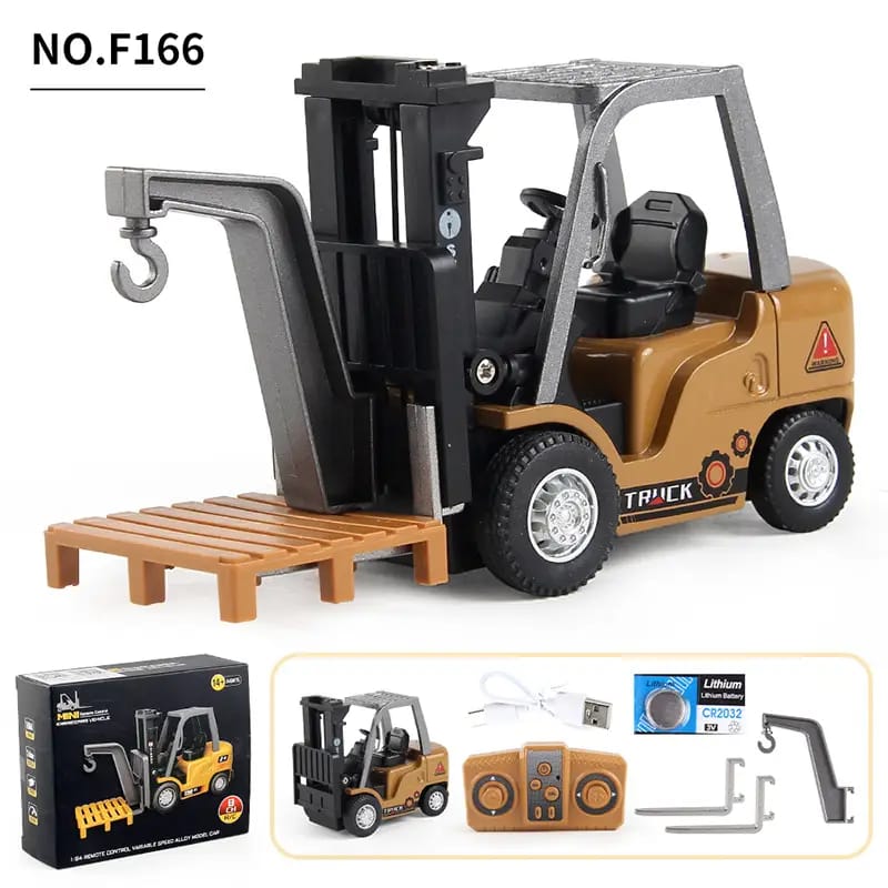 Cross-Border Children's Remote Control Alloy Car with Variable Speed, Realistic Simulation of Liftable Forklift Engineering Vehicle, Remote Control Cargo Truck Model