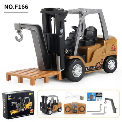 Cross-Border Children's Remote Control Alloy Car with Variable Speed, Realistic Simulation of Liftable Forklift Engineering Vehicle, Remote Control Cargo Truck Model