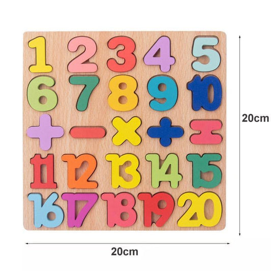 Wooden Number Puzzle for Kids 123 Multicolor Educational Toy