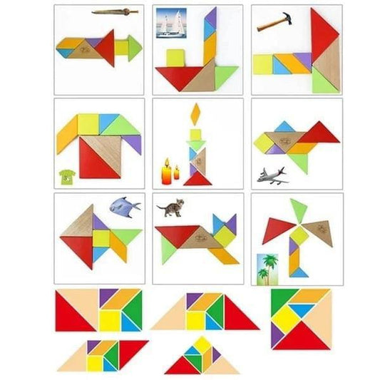 Wooden Tangram Puzzle for Kids 3+ Multicolor Learning Toy