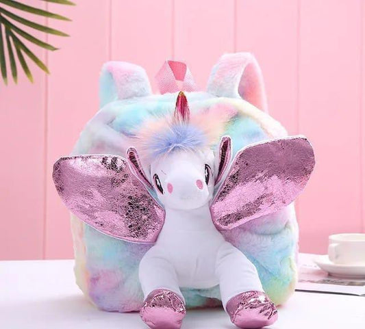 Unicorn Plush Backpack for Girls 1-10 Years