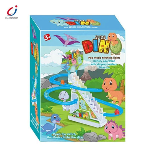 Electric Dinosaur Slide Race Climbing Toy Blue for Kids 3-5