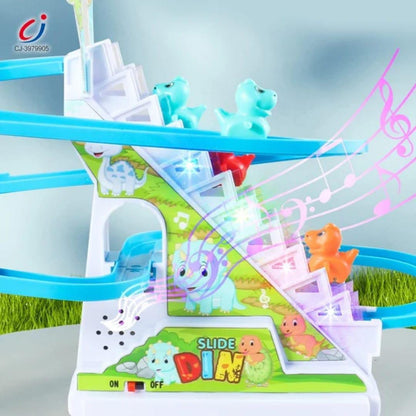 Electric Dinosaur Slide Race Climbing Toy Blue for Kids 3-5